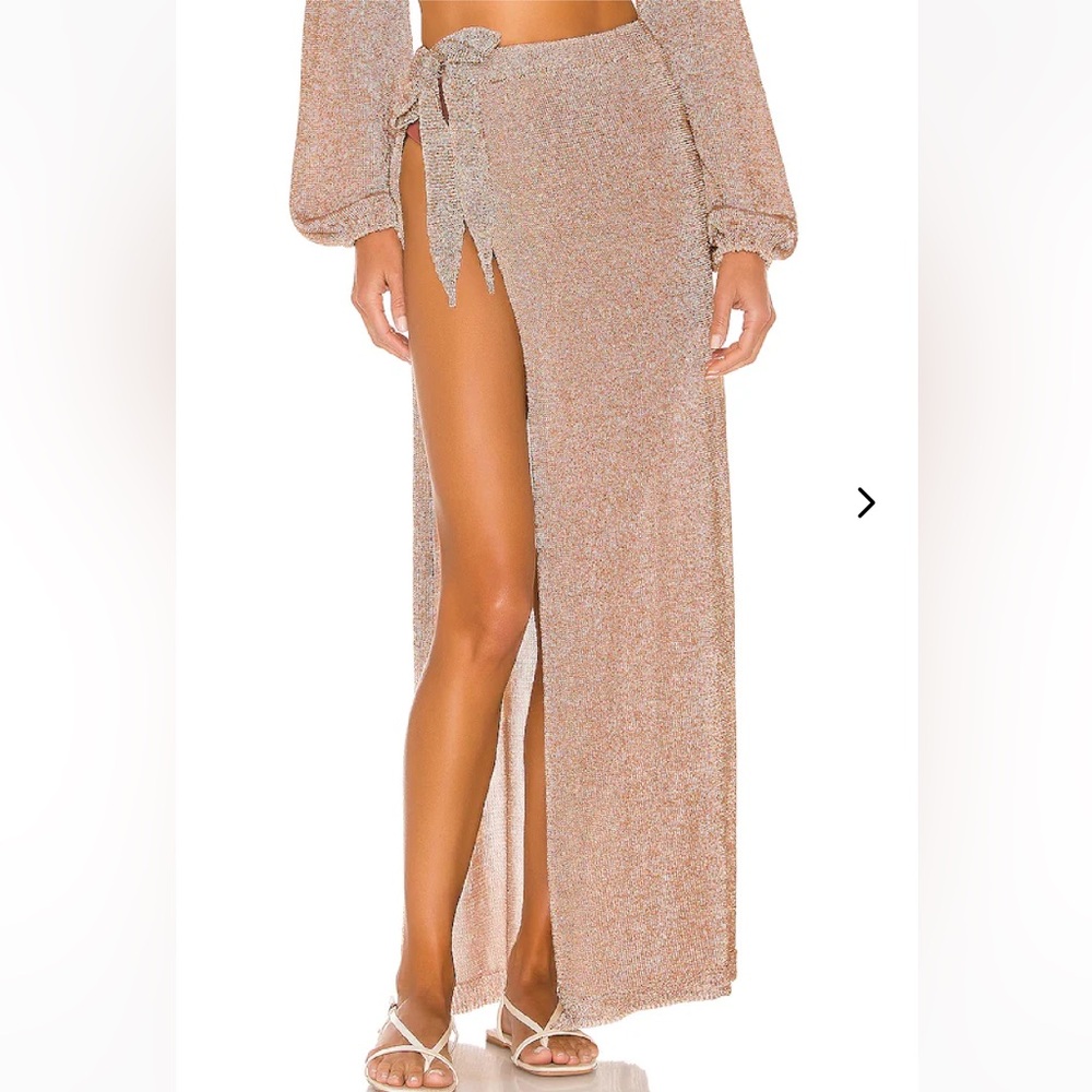 Lovers + Friends Nayelli Wrap‎ Skirt Shimmering Tan Maxi Skirt Small